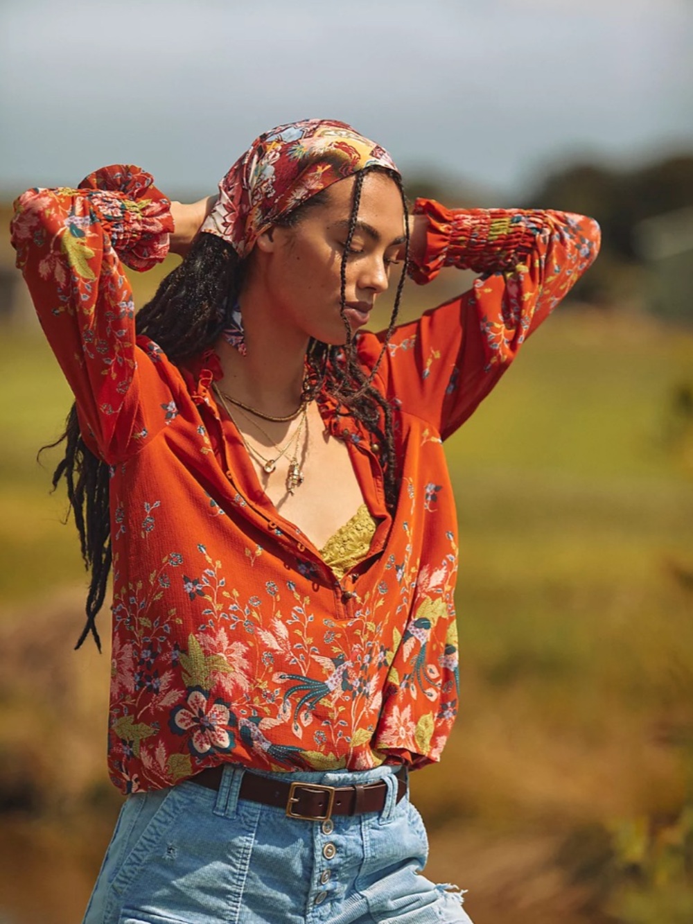 By Anthropologie Floral Chiffon Blouse size XS